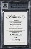 Magic Johnson "HOF 2002" Signed 2022 Panini PP Black #12 Card Auto 10 BAS Slab