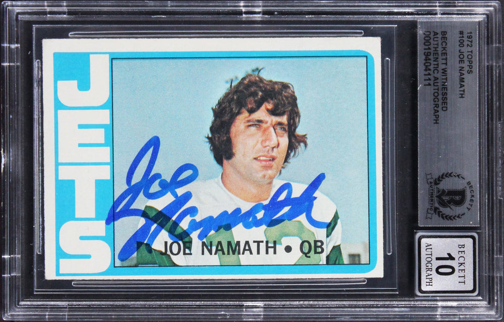 Jets Joe Namath Authentic Signed 1972 Topps #100 Card Auto 10! BAS Slabbed 2