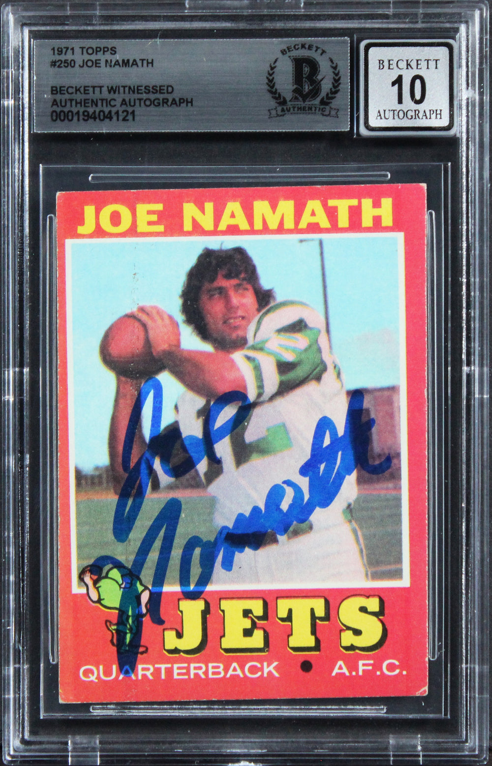 Jets Joe Namath Authentic Signed 1971 Topps #250 Card Auto 10! BAS Slabbed 1