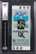 Steelers Joe Greene "HOF 87" Signed SB IX Replica Ticket Stub Auto 10! BAS Slab