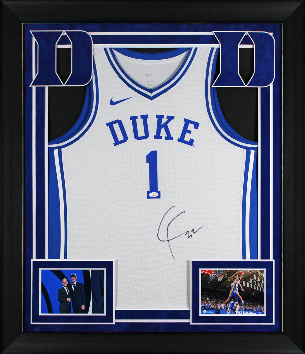 Duke Cooper Flagg Signed White Nike Authentic Framed Jersey JSA #CD77165
