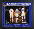 Warriors (3) Curry, Durant & Thompson Authentic Signed 16x20 Framed Photo BAS