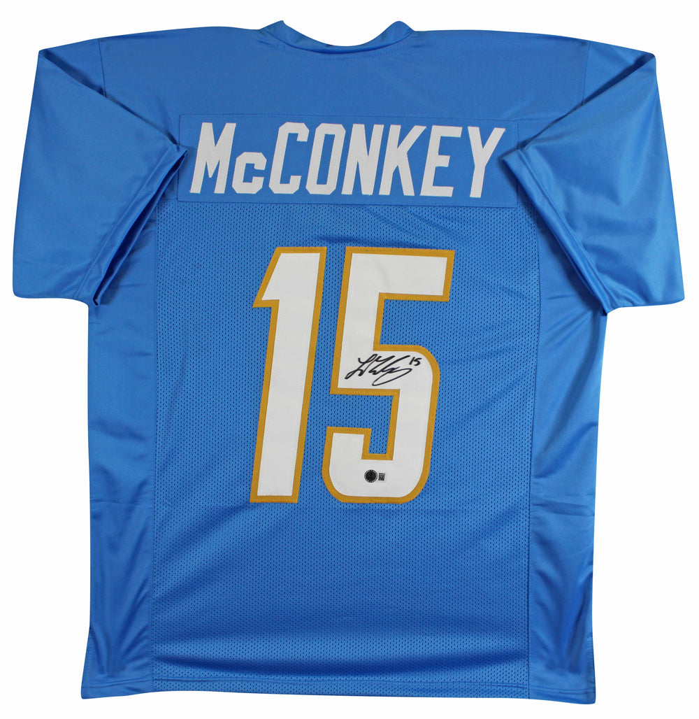Ladd McConkey Authentic Signed Powder Blue Pro Style Jersey BAS Witnessed