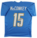 Ladd McConkey Authentic Signed Powder Blue Pro Style Jersey BAS Witnessed