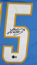 Ladd McConkey Authentic Signed Powder Blue Pro Style Jersey BAS Witnessed
