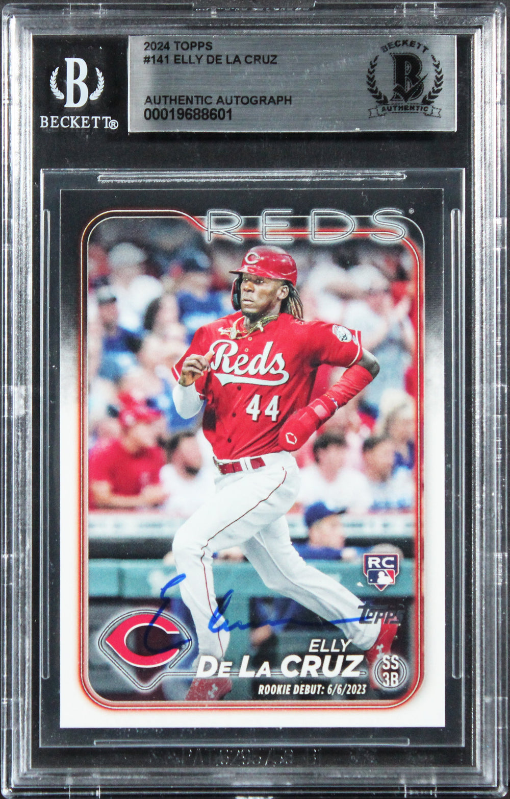 Reds Elly De La Cruz Authentic 2024 Topps #141 Card Autographed BAS Slabbed