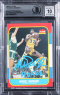 Lakers Magic Johnson "HOF 02" Signed 1986 Fleer #53 Card Auto 10! BAS Slabbed 4