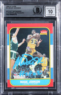 Lakers Magic Johnson "HOF 02" Signed 1986 Fleer #53 Card Auto 10! BAS Slabbed 3