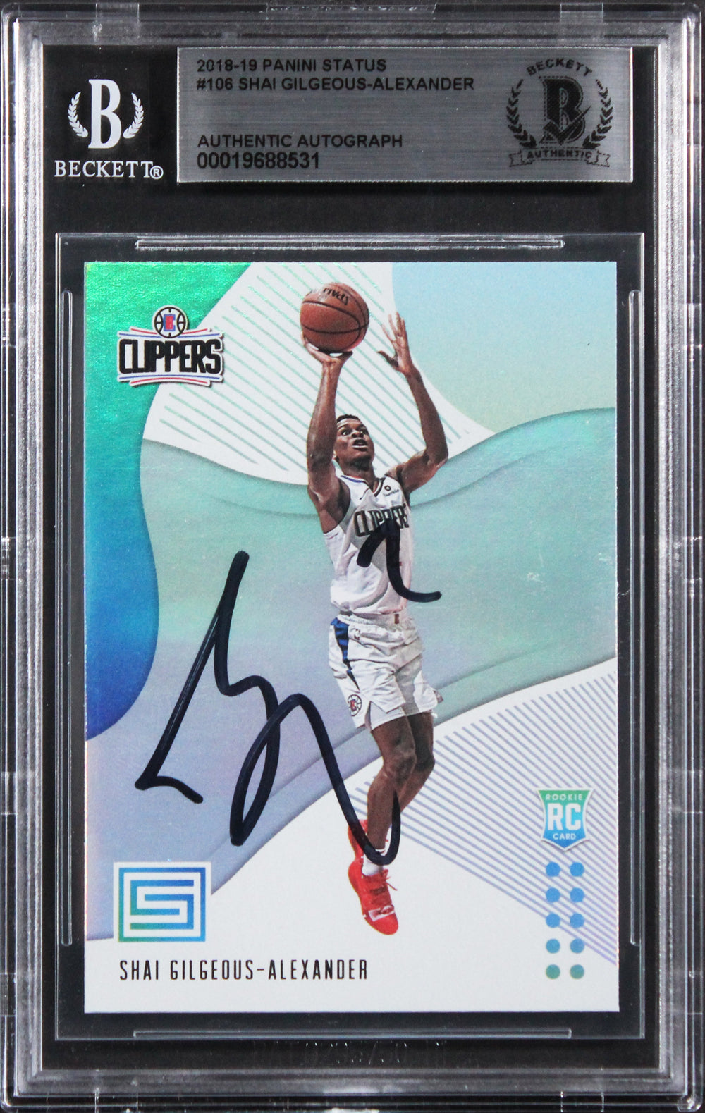 Shai Gilgeous-Alexander Signed 2018 Panini Status #106 Rookie Card BAS Slabbed