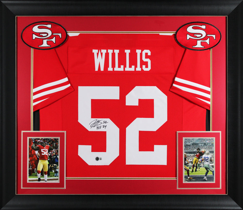 Patrick Willis "HOF 24" Signed Red Pro Style Framed Jersey BAS Witnessed 2