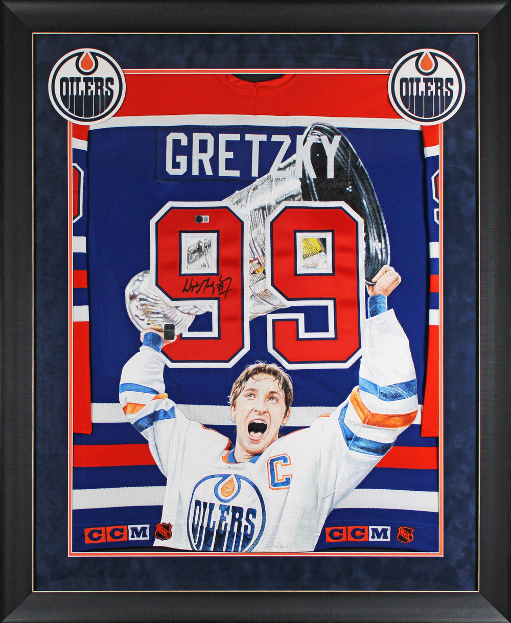Wayne Gretzky Signed Hand Painted LE 1/1 William Zavala CCM Framed Jersey BAS