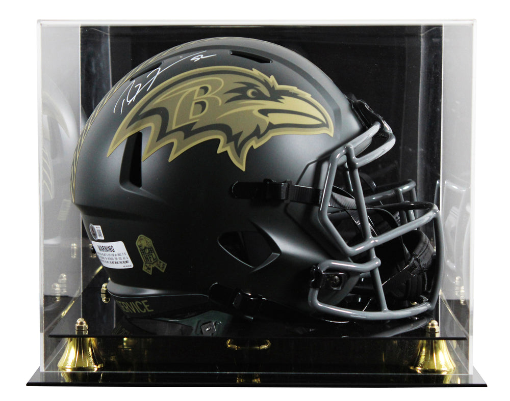Ravens Ray Lewis Signed STS IV Full Size Speed Rep Helmet W/ Case BAS Witnessed