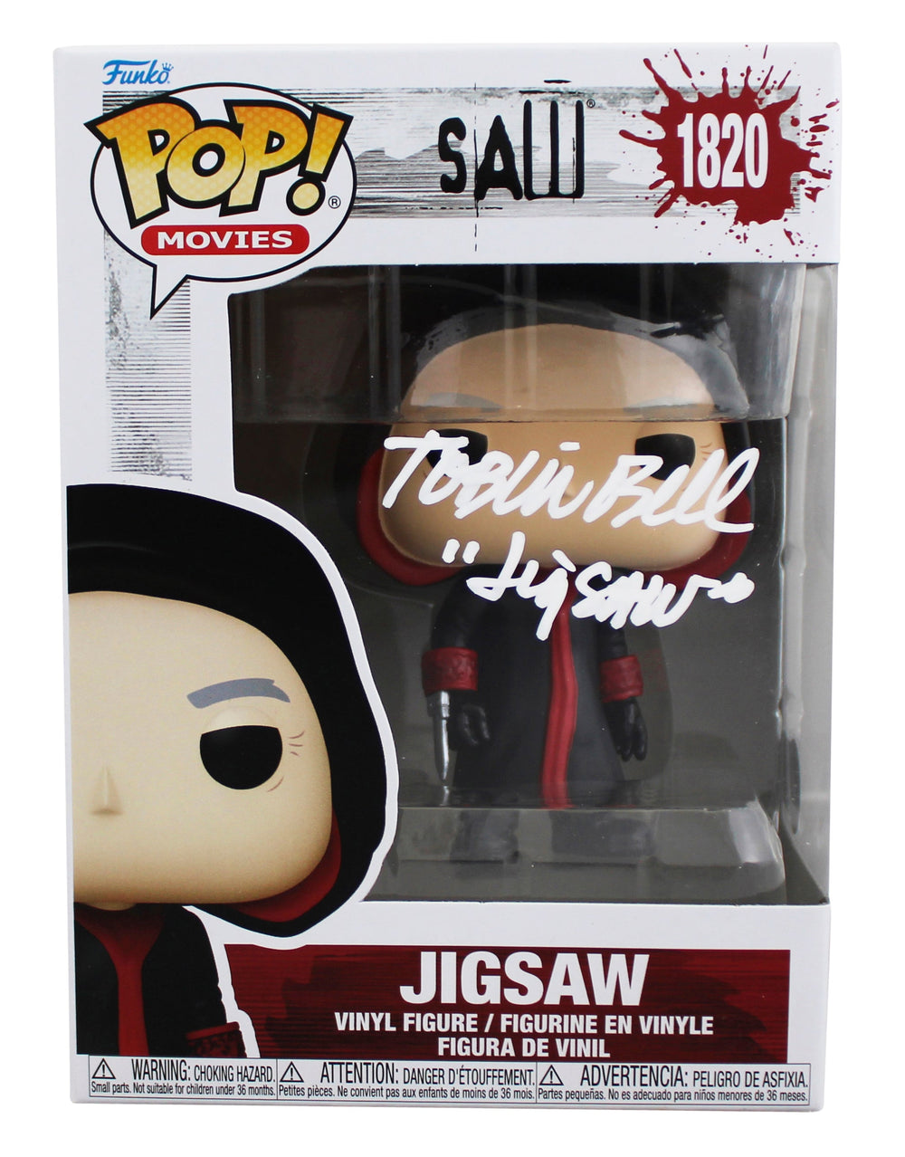 Tobin Bell Saw "Jigsaw" Signed #1820 Funko Pop Vinyl Figure W/ White Sig BAS Wit