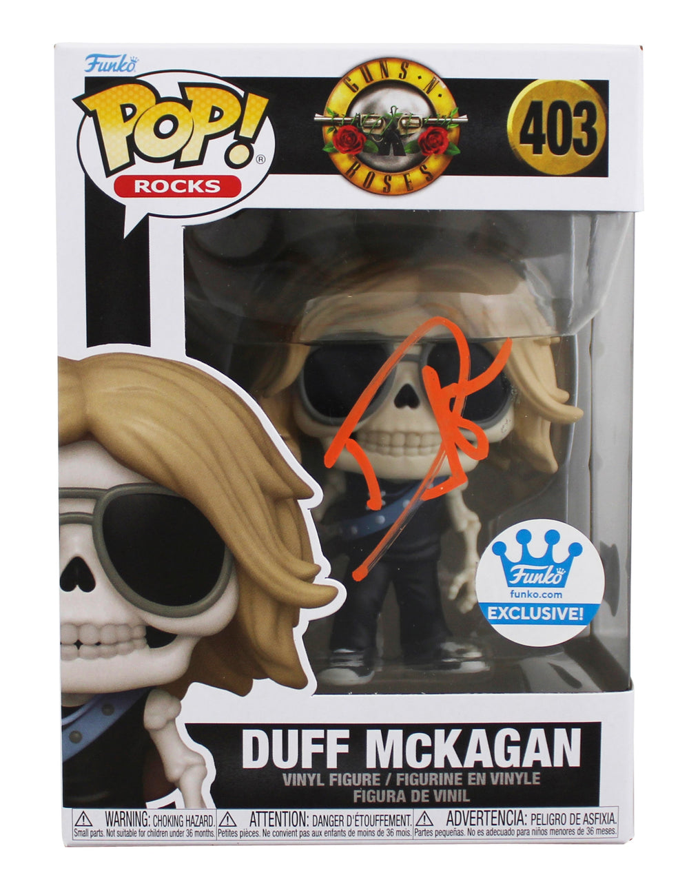 Duff McKagan Guns N' Roses Signed #403 Funko Pop Vinyl Figure w/ Orange Sig BAS