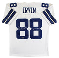 Cowboys Michael Irvin "HOF 2007" Signed White Mitchell & Ness Jersey BAS Witness