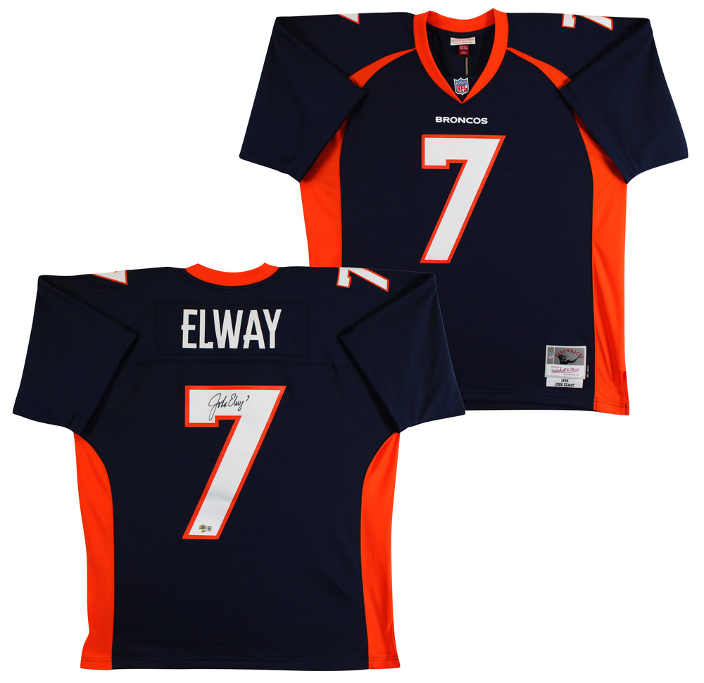 Broncos John Elway Authentic Signed Navy M&N Throwback Jersey BAS Witnessed