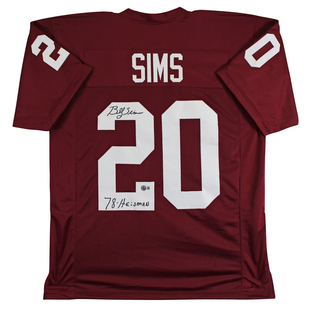 Oklahoma Billy Sims "78 Heisman" Signed Maroon Pro Style Jersey BAS Witnessed