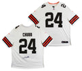 Browns Nick Chubb Authentic Signed White Nike Game Jersey BAS Witness #1W042201