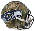 Seahawks DK Metcalf Signed Camo Full Size Speed Rep Helmet W/ Case BAS Witnessed