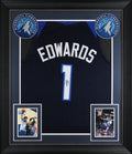 Anthony Edwards Authentic Signed Navy Blue Pro Style Framed Jersey JSA #AV33847