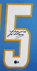Ladd McConkey Authentic Signed Powder Blue Pro Style Framed Jersey BAS Witnessed