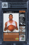 76ers Allen Iverson Signed 1996 Upper Deck #91 Rookie Card Auto 10! BAS Slabbed