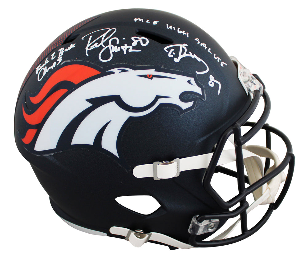 Broncos Rod Smith & Ed McCaffrey Signed Full Size Speed Rep Helmet BAS Witnessed