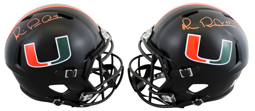 Miami Michael Irvin Signed Twice Alt Black F/S Speed Rep Helmet BAS #BW38853