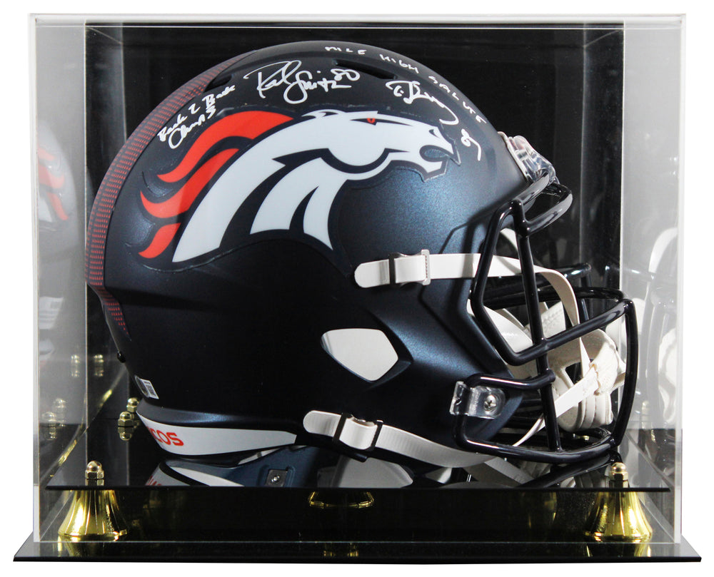 Broncos Rod Smith & Ed McCaffrey Signed F/S Speed Rep Helmet W/ Case BAS Witness