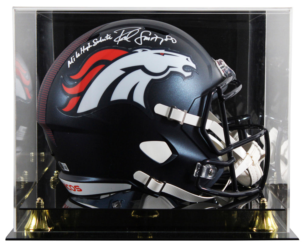 Broncos Rod Smith "MHS" Signed Full Size Speed Rep Helmet W/ Case BAS Witnessed