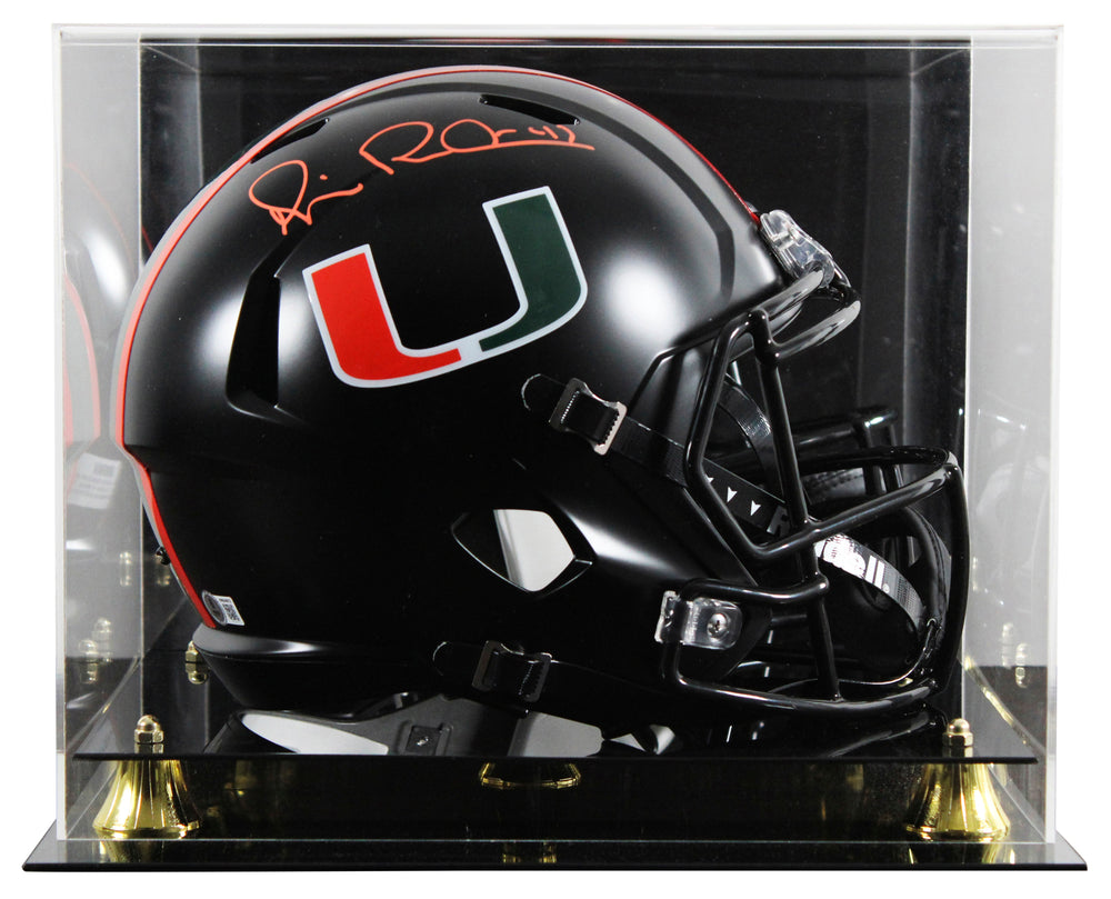 Miami Michael Irvin Signed 2017 Alt Black F/S Speed Rep Helmet W/ Case BAS Wit
