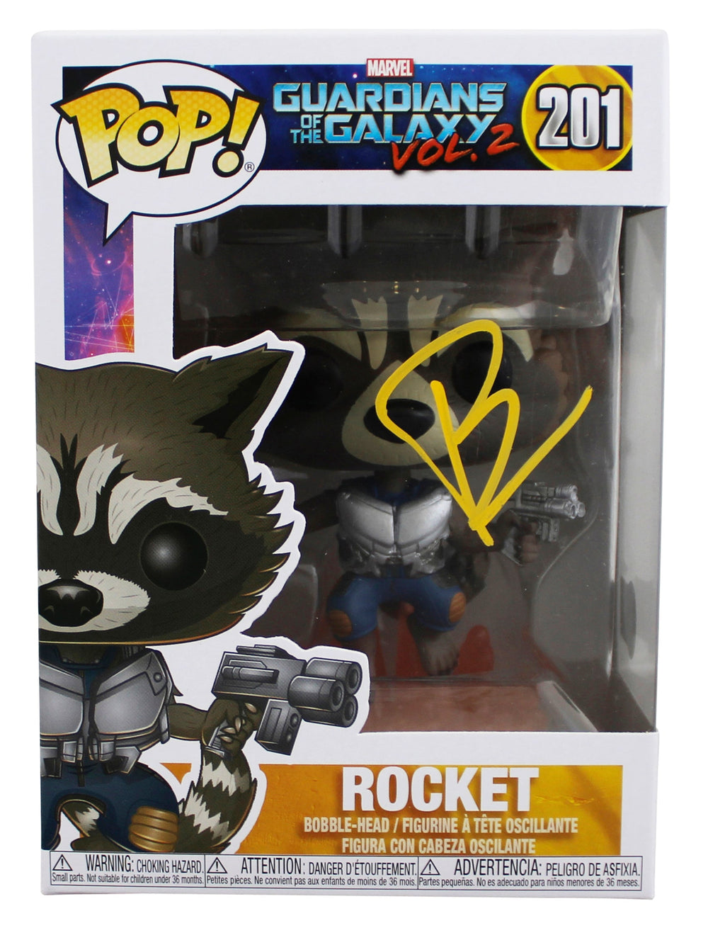 Bradley Cooper Guardians of the Galaxy Signed #201 Funko Pop Figure BAS #BU89432