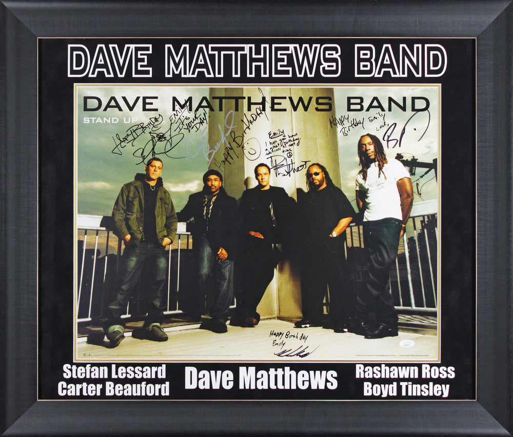 DMB (5) Matthews, Lessard, Tinsley +2 Signed & Framed 18x24 Poster JSA #ZZ66507