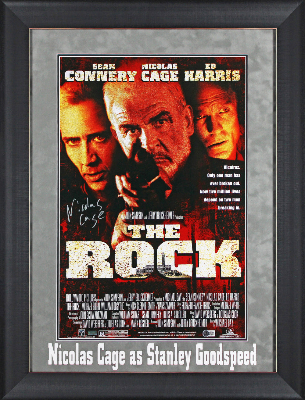 Nicolas Cage The Rock Authentic Signed Framed 16x24 Photo Autographed BAS