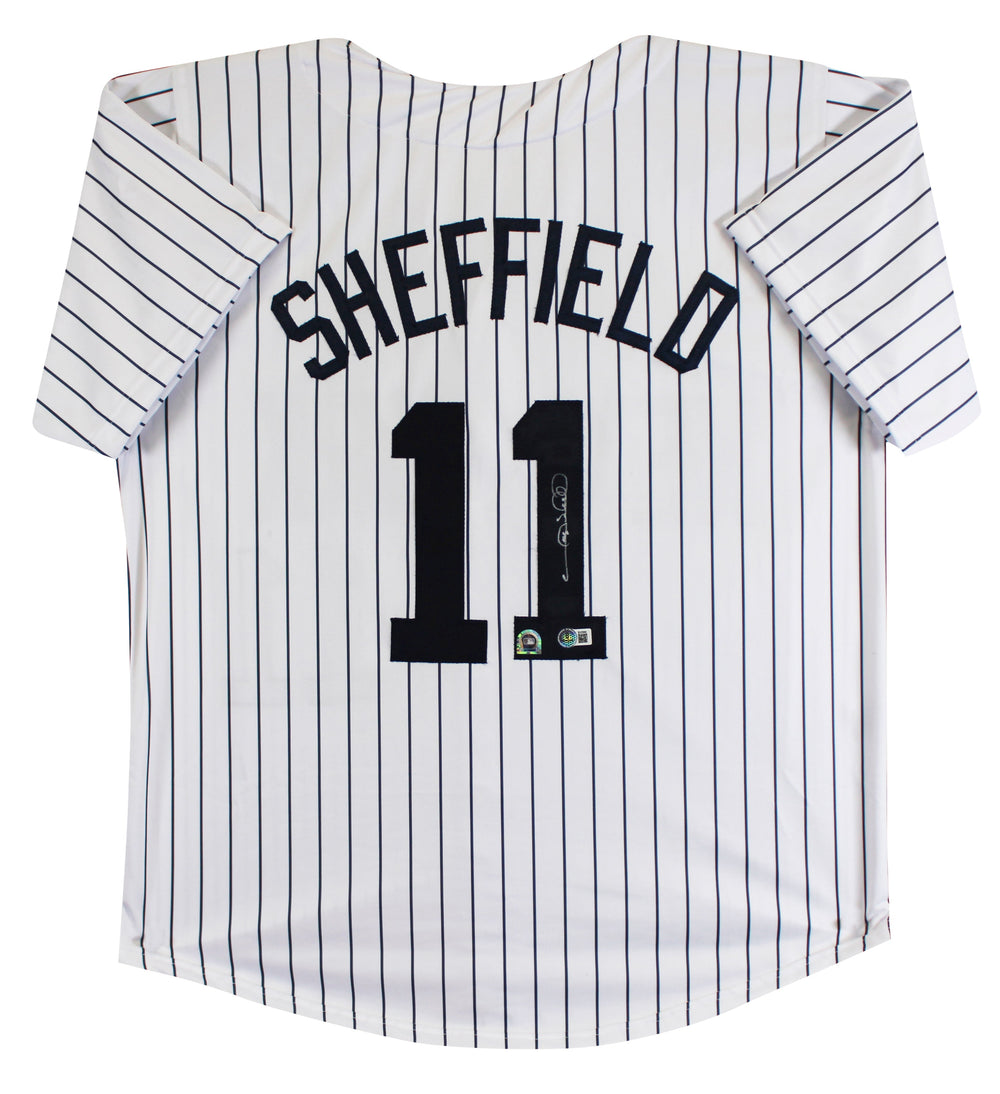 Gary Sheffield Authentic Signed White Pinstripe Pro Style Jersey Autographed BAS