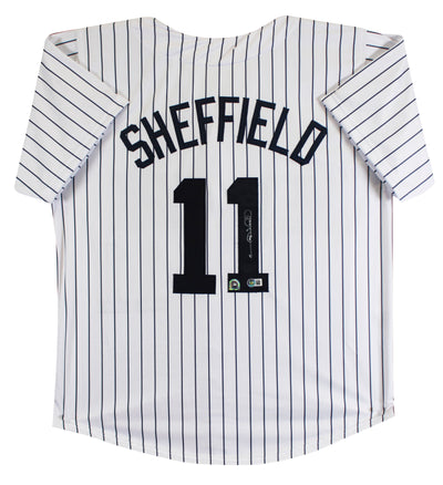 Gary Sheffield Authentic Signed White Pinstripe Pro Style Jersey Autographed BAS