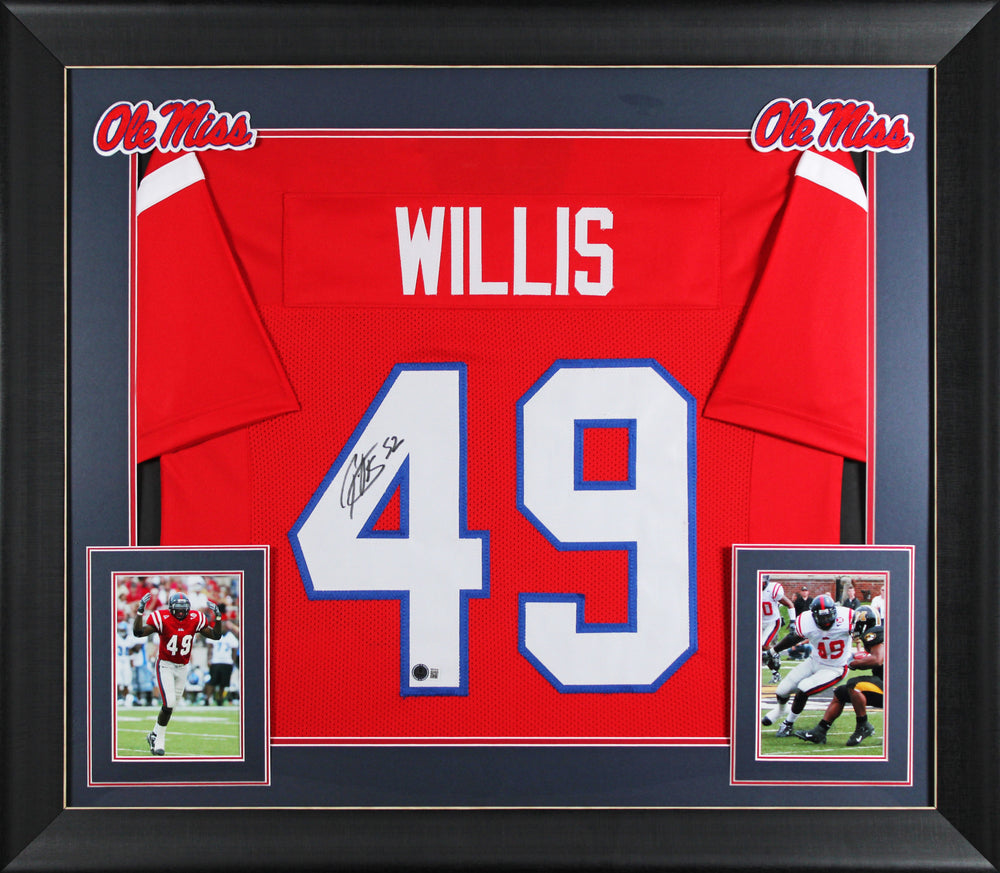 Ole Miss Patrick Willis Signed Red Pro Style Framed Jersey BAS Witnessed