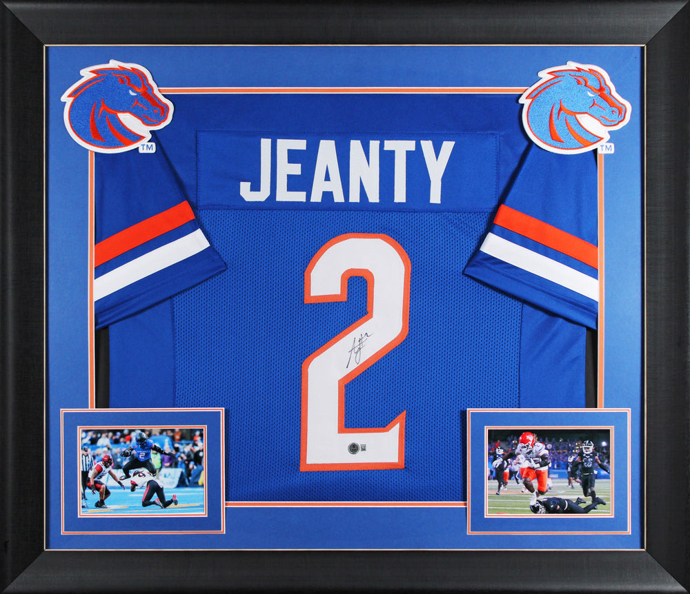 Boise State Ashton Jeanty Signed Blue Pro Style Framed Jersey BAS Witnessed