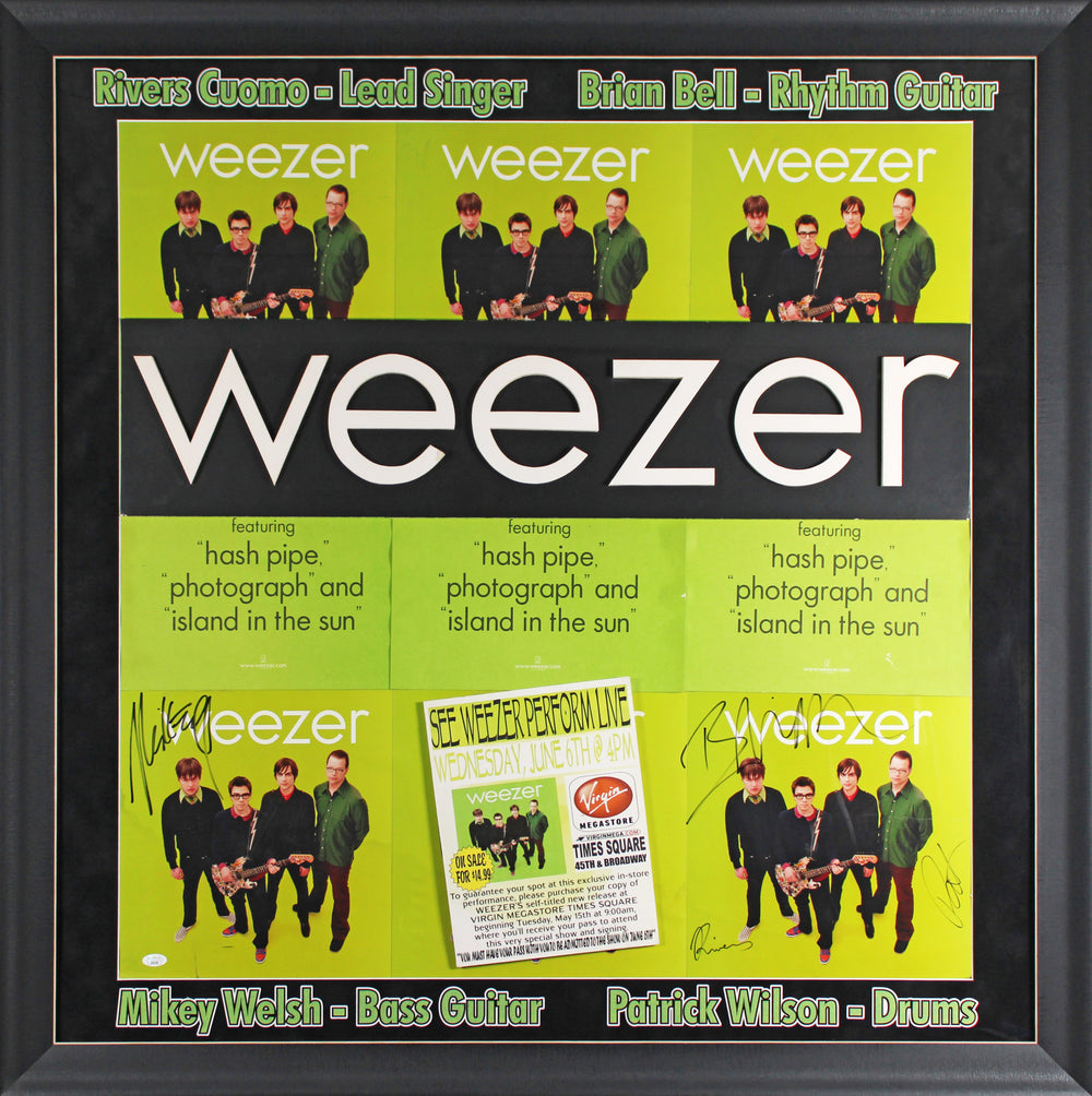 Weezer (4) Cuomo, Wilson, Bell, & Welsh Signed Framed Display JSA #ZZ66389