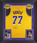 Lakers Luka Doncic Signed Yellow Nike Swingman Framed Jersey PSA/DNA #AP89099