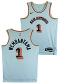 Spurs Victor Wembanyama Signed 2024 Light Blue Nike City Edition Jersey Fanatics
