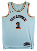 Spurs Victor Wembanyama Signed 2024 Light Blue Nike City Edition Jersey Fanatics
