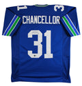 Kam Chancellor Authentic Signed Blue Throwback Pro Style Jersey BAS Witnessed