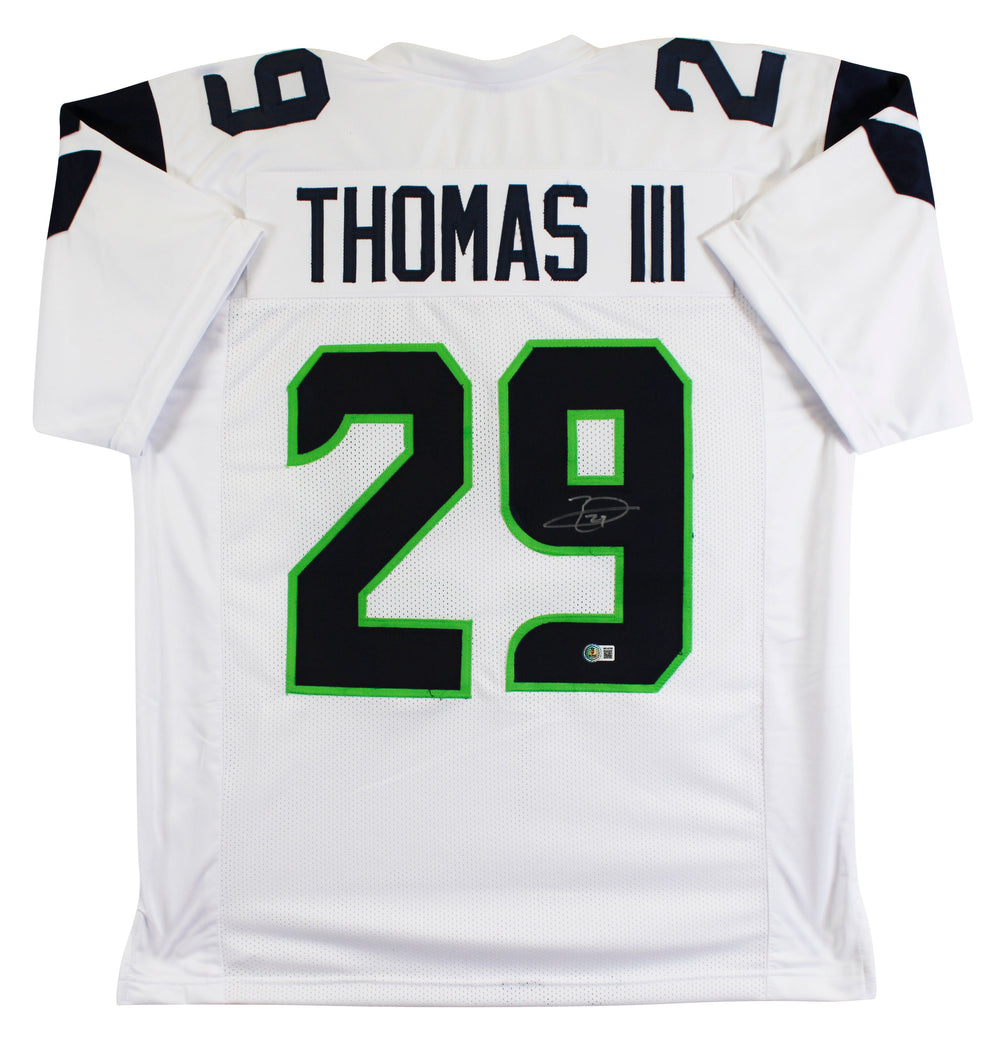 Earl Thomas Authentic Signed White Pro Style Jersey Autographed BAS Witnessed