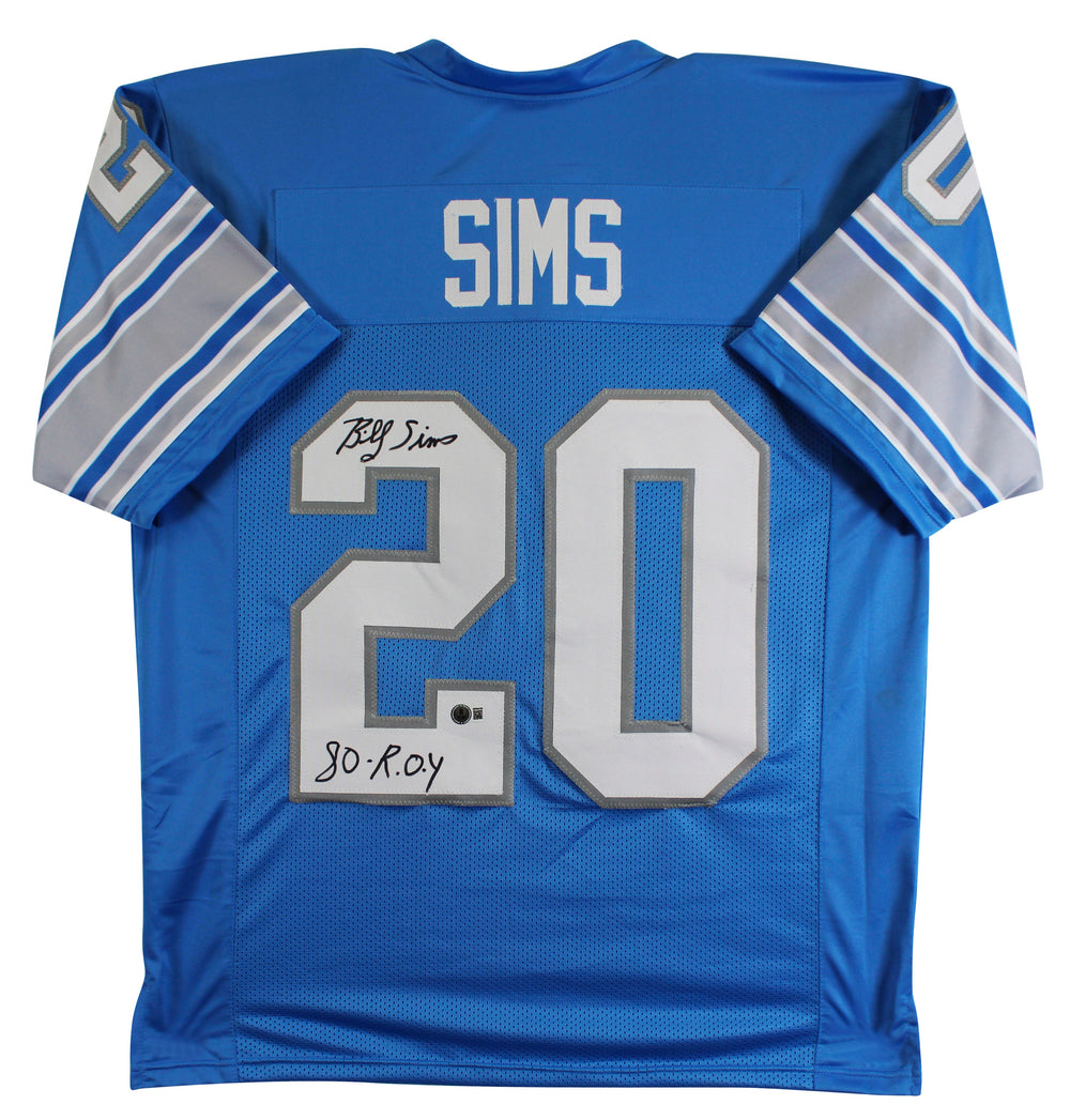 Billy Sims "80 ROY" Authentic Signed Blue Pro Style Jersey BAS Witnessed