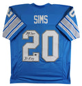 Billy Sims "80 ROY" Authentic Signed Blue Pro Style Jersey BAS Witnessed