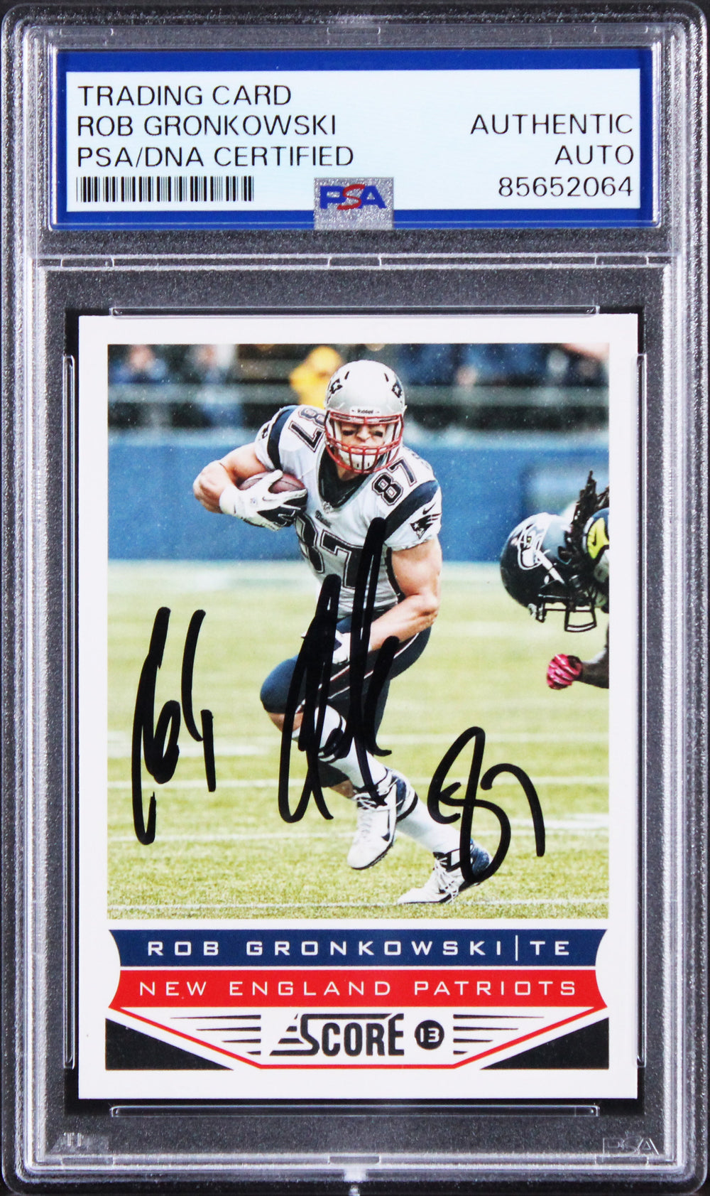 Patriots Rob Gronkowski Signed 2013 Panini Score #129 Card PSA/DNA Slabbed