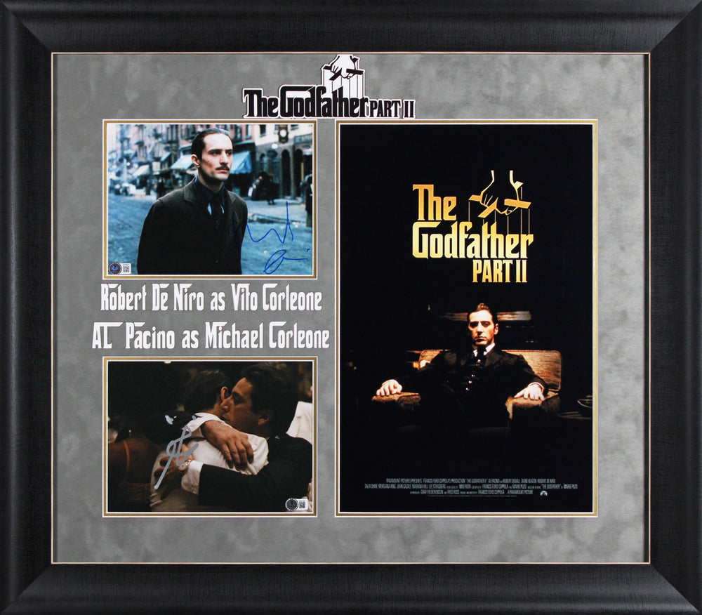 Al Pacino & Robert De Niro The Godfather 2 Authentic Signed Framed Display BAS
