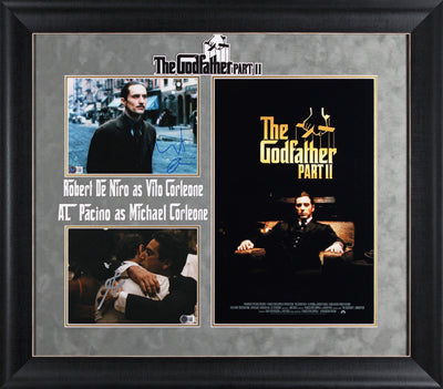 Al Pacino & Robert De Niro The Godfather 2 Authentic Signed Framed Display BAS