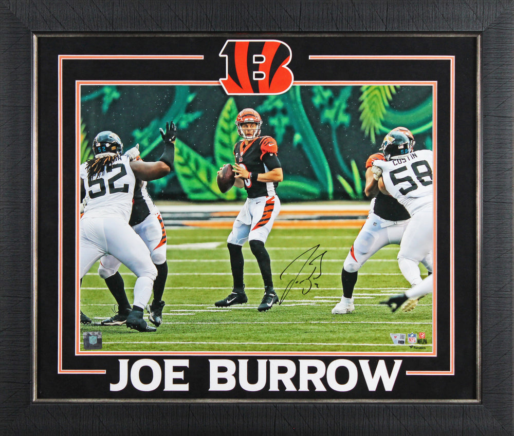 Bengals Joe Burrow Signed 16x20 Framed Horizontal Photo Vs Jaguars Fanatics